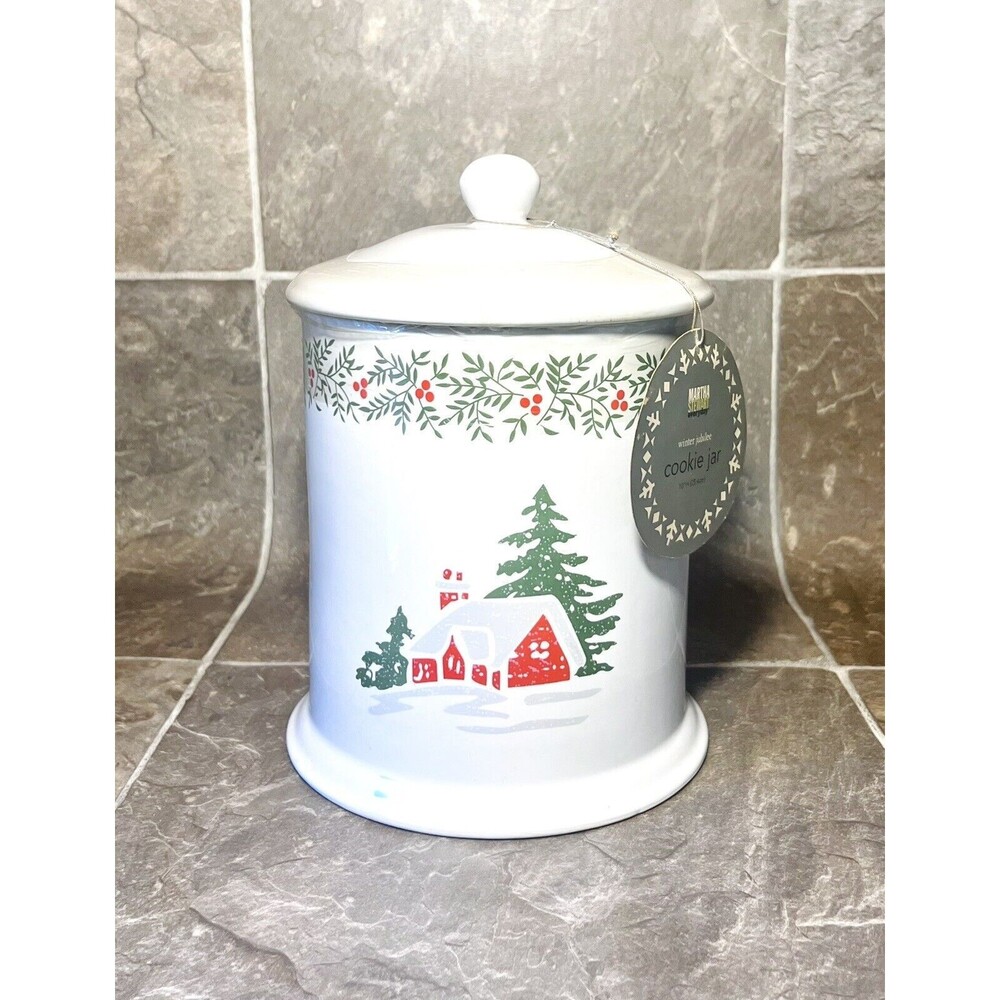 Vintage Martha Stewart Winter Jubilee Cookie Jar 10” High New Sealed